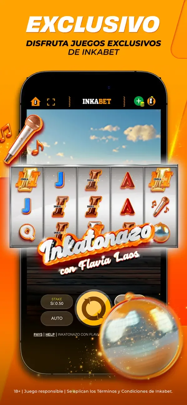 Pantalla vertical de promoción rotulada «Exclusivo» que anuncia juegos propios de la marca, con la cartelera de títulos debajo del rótulo.